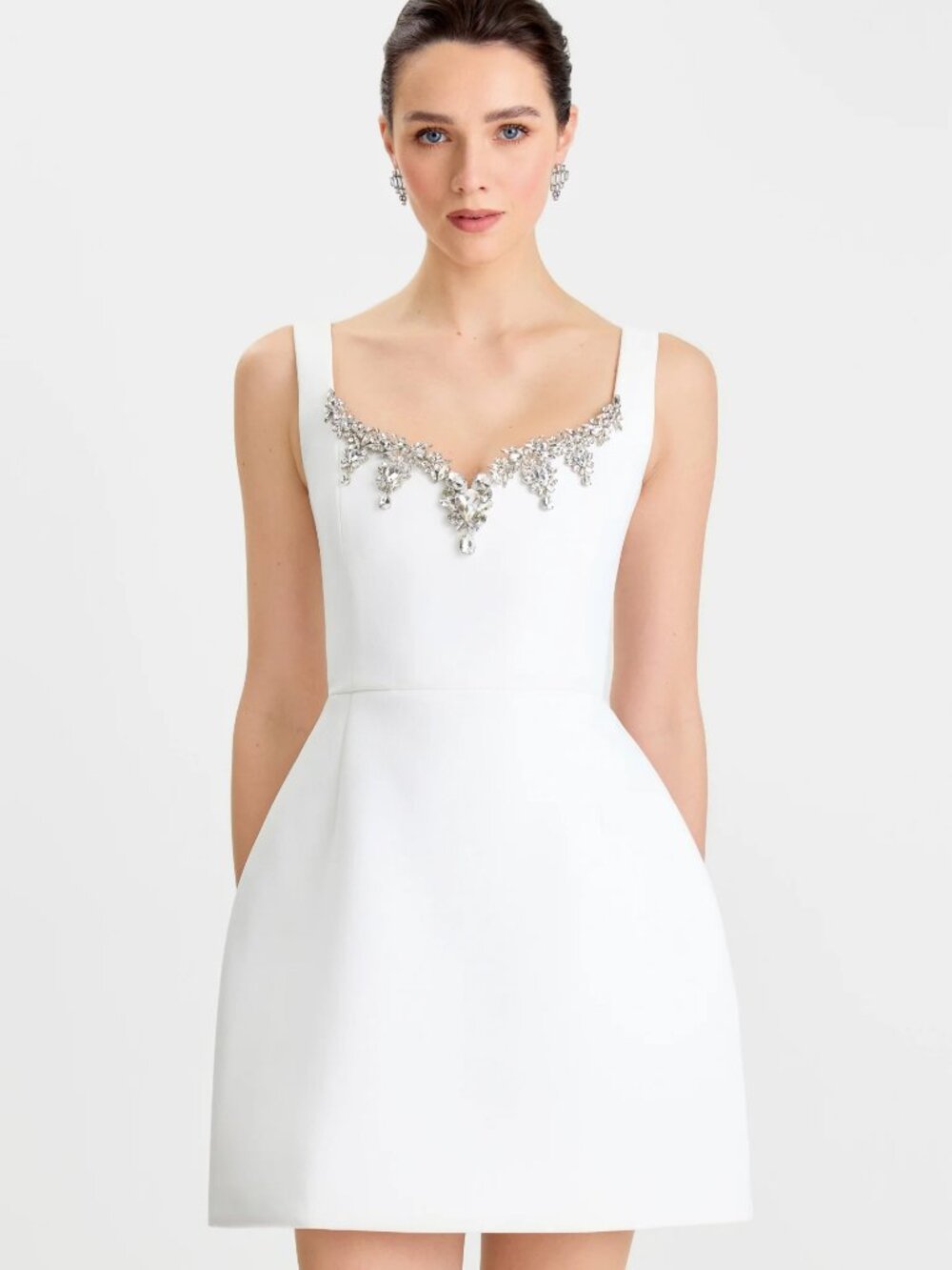 Nadine Merabi Blair White Bridal Mini Dress XL US 12 NWT $575